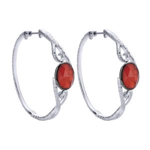 Gabriel Fashion Silver Roman Hoop Earrings EG12535SVJXR
