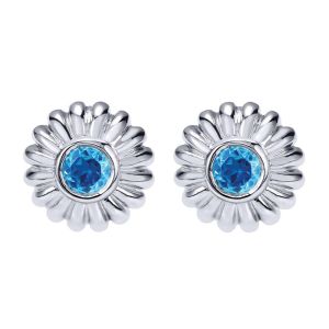 Gabriel Fashion Silver Floral Stud Earrings EG11759SVJBT