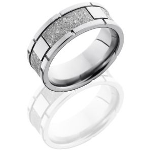 Lashbrook CC8F4SEG-Meteorite Polish Cobalt Chrome Meteorite Wedding Ring or Band