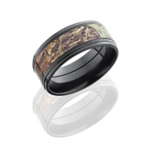 Lashbrook ZCAMO9FGE15-MOSSYOAK CROSS SATIN BLACK-POLISH Camo Wedding Ring or Band