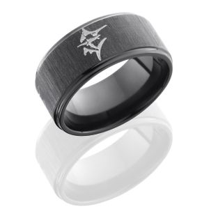 Lashbrook Z10FGE-MARLIN Cross Satin Black-Polish Zirconium Wedding Ring or Band