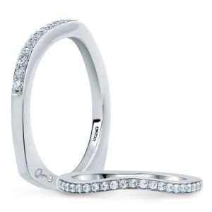 A.JAFFE Art Deco Collection 14 Karat Diamond Wedding Ring MRS680 / 16
