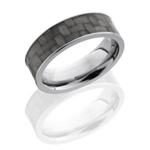 Lashbrook C7F16-CF Polish Titanium Carbon Fiber Wedding Ring or Band