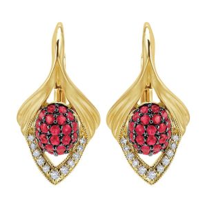Gabriel Fashion 14 Karat Pave Leverback Earrings EG12202Y45RB