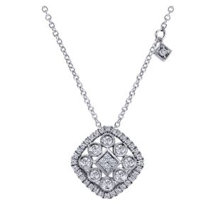 Gabriel Fashion 14 Karat Clustered Diamonds Necklace NK4954W44JJ