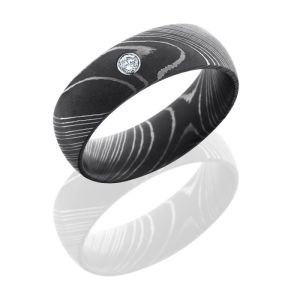 Lashbrook D8DDIA.05B Acid Damascus Steel Wedding Ring or Band