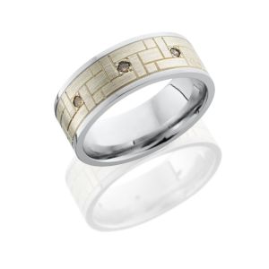 Lashbrook CC8F16/SS/VERSAILLSCHOCDIA3X.03 SATIN/POLISH Cobalt Chrome Wedding Ring or Band