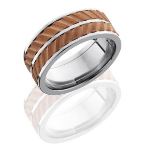 Lashbrook 9FDUALHELICAL-Copper Bead-Polish Titanium Wedding Ring or Band