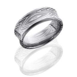 Lashbrook D8CBZEBRA Polish Damascus Steel Wedding Ring or Band