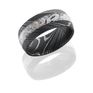 Lashbrook D9D14/KINGSSNOW ACID Damascus Steel Wedding Ring or Band