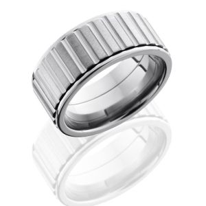 Lashbrook 10FStraightGearspinner Satin-Polish Titanium Wedding Ring or Band