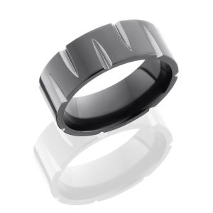 Lashbrook Z8F-GOUGED Polish Zirconium Wedding Ring or Band