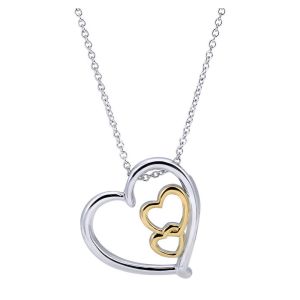 Gabriel Fashion Silver / 18 Karat Two-Tone Eternal Love Heart Necklace NK2763MYJJJ