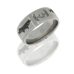 Lashbrook 9FGE/LCVMUSKYANTLER SATIN-POLISH Titanium Wedding Ring or Band