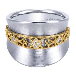 Gabriel Fashion Silver / 18 Karat Two-Tone Mediterranean Ladies' Ring LR6130MY5JJ