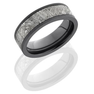 Lashbrook Z7F15-Meteorite Cross Satin Black Zirconium Meteorite Wedding Ring or Band