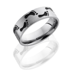 Lashbrook 7FFOOTPRINTA Satin Titanium Wedding Ring or Band