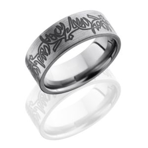 Lashbrook 8FAntLERS Sand-Satin Titanium Wedding Ring or Band