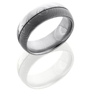 Lashbrook D8D1.5 Acid-Polish Damascus Steel Wedding Ring or Band