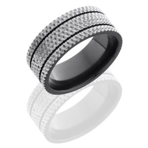 Lashbrook Z9F-2.5KNURL Polish Zirconium Wedding Ring or Band
