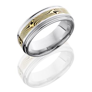 Lashbrook CC8REF13-M18KYSH Polish Cobalt Chrome Mokume Gane Wedding Ring or Band