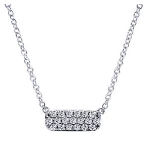 Gabriel Fashion14K White Gold Pave Diamond Bar Necklace NK4943W45JJ
