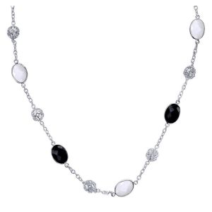 Gabriel Fashion Silver Roaring 20's Diamond By The Yard Necklace NK4301ETSVJMC