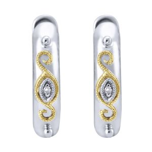 Gabriel Fashion Silver / 18 Karat Two-Tone Huggies Huggie Earrings EG10995MY5JJ