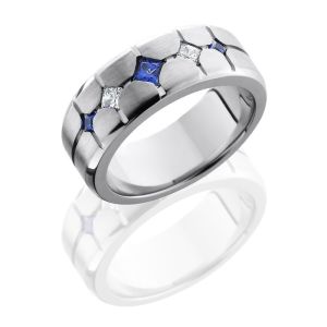 Lashbrook CC8BSegsapphdiapoint Satin-Polish Cobalt Chrome Wedding Ring or Band