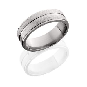 Lashbrook 7FGE11 DOUBLE ANGLE STONE-POLISH Titanium Wedding Ring or Band