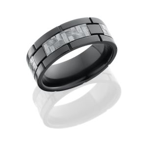 Lashbrook ZC8F4SEG/SILVERCF POLISH Carbon Fiber Wedding Ring or Band