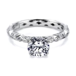 Tacori Hand Engraved 18 Karat Engagement Ring HT2378