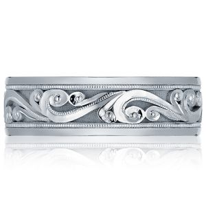 104-7 Platinum Tacori Sculpted Crescent Wedding Ring