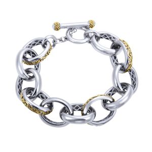 Gabriel Fashion Silver / 18 Karat Two-Tone Mediterranean Toggle Bracelet TB2707MYJJJ