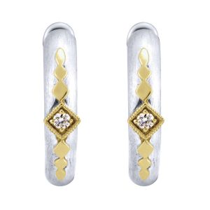 Gabriel Fashion Silver / 18 Karat Two-Tone Huggies Huggie Earrings EG10992MY5JJ