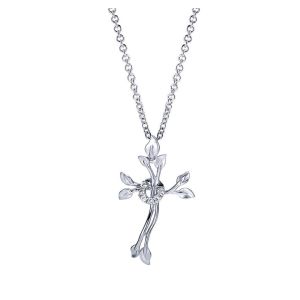 Gabriel Fashion Silver Faith Cross Necklace NK3238SV5JJ