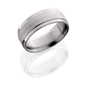 Lashbrook 8FGE ANGLE STONE-POLISH Titanium Wedding Ring or Band