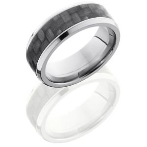 Lashbrook C8B15-CF(NS) Polish Titanium Carbon Fiber Wedding Ring or Band