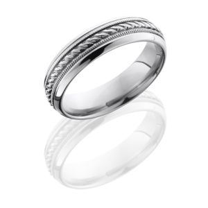 Lashbrook 6D2MILROPE Polish Titanium Wedding Ring or Band