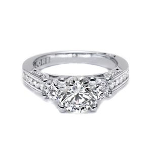 Tacori 18 Karat Three-Stone Diamond Engagement Ring 2636RD55