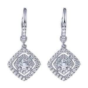 Gabriel Fashion 14 Karat Clustered Diamonds Drop Earrings EG11394W45JJ