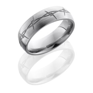 Lashbrook 7DBarb Sand-Satin Titanium Wedding Ring or Band