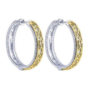 Gabriel Fashion Silver / 18 Karat Two-Tone Hoops Hoop Earrings EG10906MYJJJ