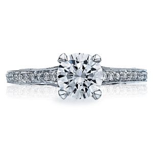58-2RD65 Platinum Tacori Sculpted Crescent Engagement Ring