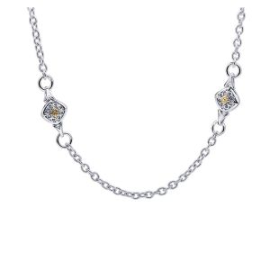 Gabriel Fashion Silver / 18 Karat Two-Tone Roaring 20's Diamond By The Yard Necklace NK2886MYJJJ