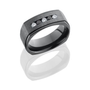 Lashbrook Z8FGESQBLKDIA3X.05DIA2X.05CH CROSS SATIN BLACK-POLISH Zirconium Wedding Ring or Band