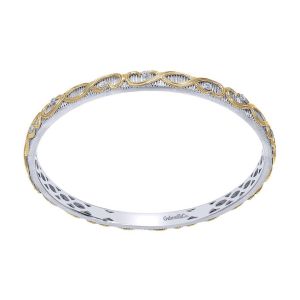 Gabriel Fashion Silver / 18 Karat Two-Tone Stackable Bangle Bracelet BG276MY4JJ