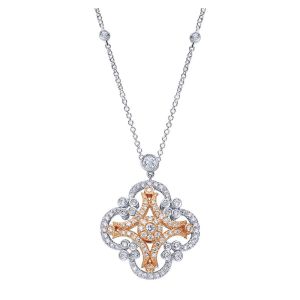 Gabriel Fashion 14 Karat Two-Tone Lusso Diamond Necklace NK4457T45JJ