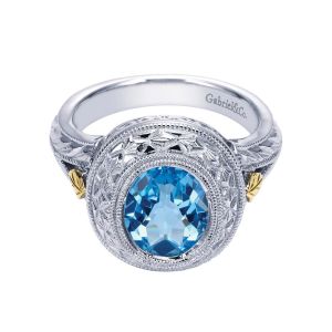 Gabriel Fashion Silver / 18 Karat Two-Tone Mediterranean Ladies' Ring LR6445MYJBT