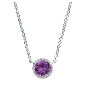 Gabriel Fashion 14 Karat Color Solitaire Necklace NK4616W45AM